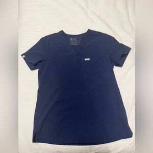 Figs Technical Collection V-Neck Scrub Top in Navy